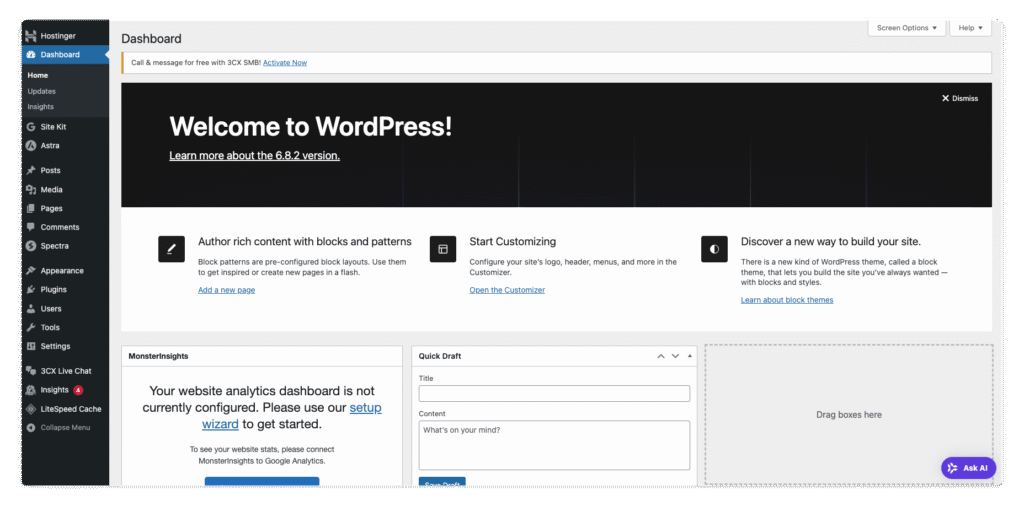 WordPress panel